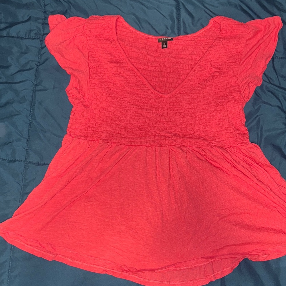 Torrid V-neck Smocked Babydoll Top